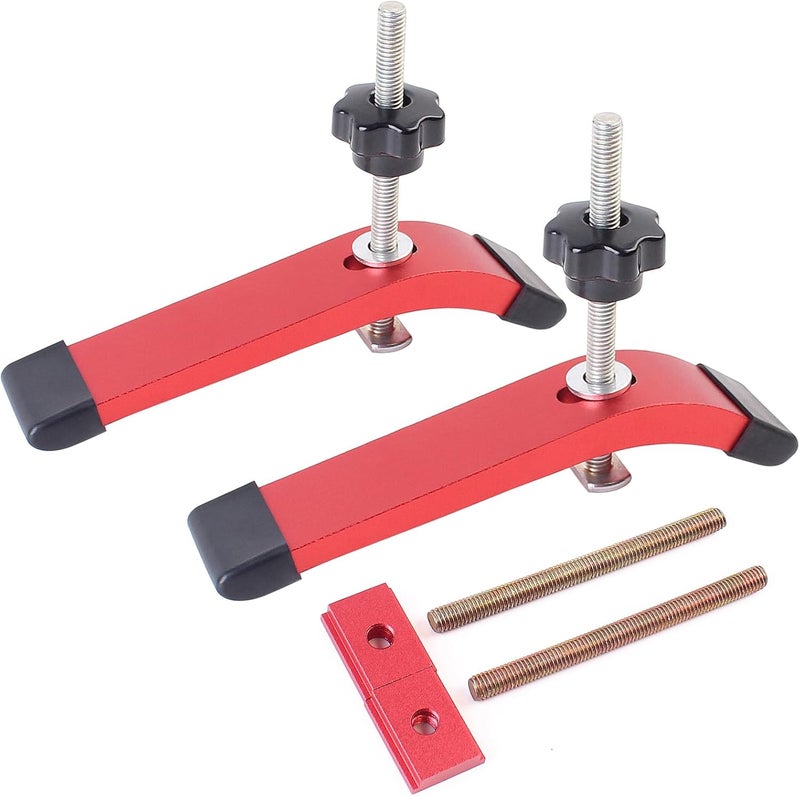 KETIPED Aluminum T-Track Hold Down Clamp With T Bolts and Slider, 6.3"L x 1.3"W Quick Acting Clamps for Woodworking, MGJ-041R - Image 1